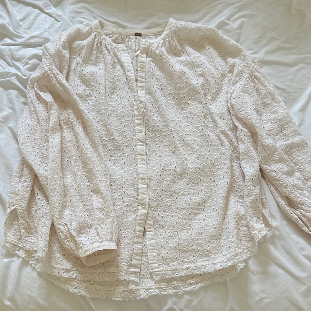 Free people Button-Up Eyelet Blouse